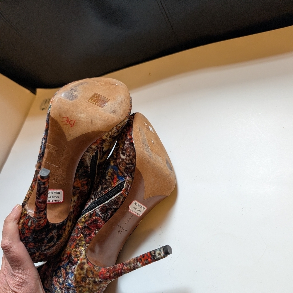 Tabitha Simmons Multicolor Floral Lace up Peep Toe High Heel Booties Size 41 New - Picture 7 of 8